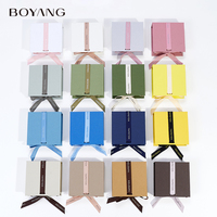 Boîte à bijoux en papier de style livre, écologique, avec logo personnalisé Boyang, emballage cadeau avec ruban