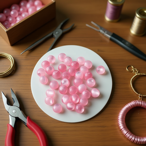 Perline Ilan Abalorio 8mm in Occhio di Gatto Rosa per Creazione di Gioielli - Product Image 3