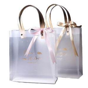 Sac à main mini en PVC dépoli transparent, à fond carré, avec logo, en matériau EVA résistant à l'humidité, pour l'emballage de cadres photo - Vente en gros - Product Image 1