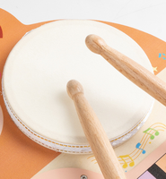 Ensemble d'instruments de musique en bois naturel sûr pour tout-petits, table de jeu de percussion 5-en-1 avec piano, hochet, tambours et cymbales, jouet sensoriel
