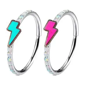 Diseño caliente perno de acero inoxidable perforado tabique de acero quirúrgico Green Lightning anillos de la nariz aros para las mujeres piercing joyería