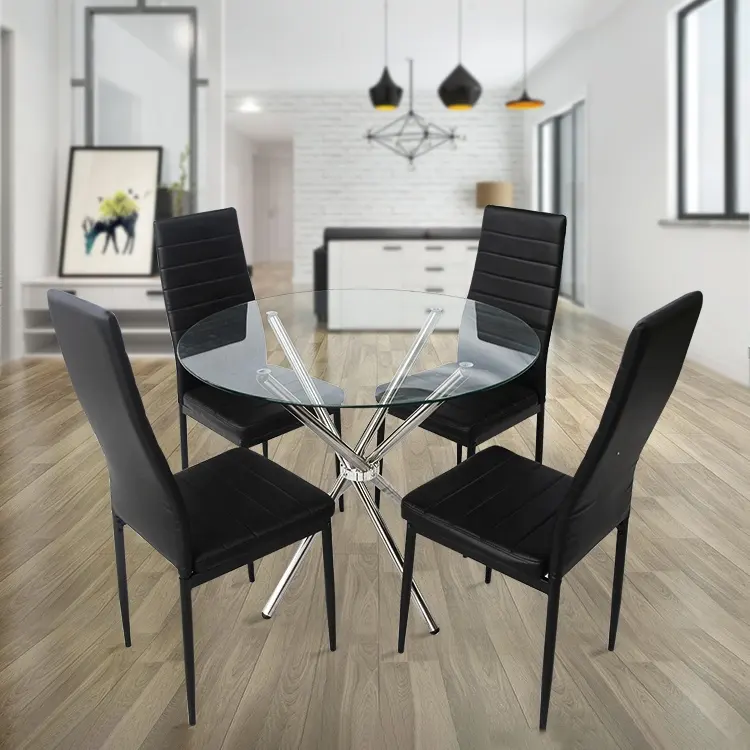 Gute Qualität runder Esstisch Set 4-Sitzer Wohnzimmer moderne kleine Esstisch Set