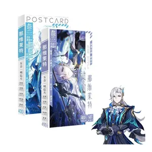 Genshin 400Pcs/set Anime Sticker Lomo Card Postcard Gift Box Lynette Wriothesley Furina Anime Playing Cards Bookmark