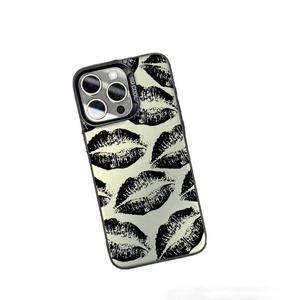 <span class=keywords><strong>Lien</strong></span> noir lèvre impression plaqué argent clé TPU PC étui de protection pour téléphone portable pour <span class=keywords><strong>Iphone</strong></span> 8 Xr Xs Max 11 12 13 14 15 16 17 Air - Product Image 3