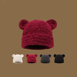 Precio directo de fábrica moda mujer Otoño e Invierno tejido suave mullido gorro novedad advertencia invierno sombrero con orejeras - Product Image 2