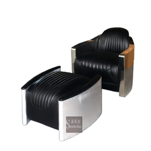 <span class=keywords><strong>Silla</strong></span> de Cuero Negro para Bañera de Aviador, Sofá de Cohete de Cuero Real, Remaches Industriales para Oficina en Casa o Dormitorio de Ocio - Product Image 1