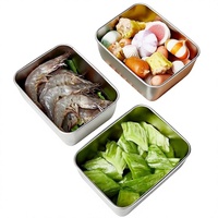 Boîte à fruits carrée en acier inoxydable de qualité alimentaire, récipient de stockage hermétique pour réfrigérateur, boîte à lunch, conteneur pour écoles et usines