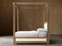 Cadre de lit double en chêne RH, taille Queen, style américain moderne, rembourré et personnalisable, 1800x2000mm