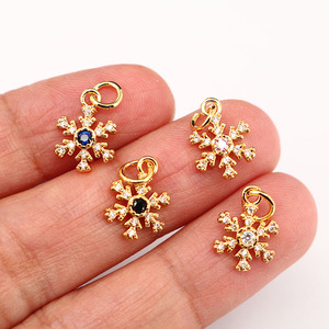 Breloques en forme de <span class=keywords><strong>flocon</strong></span> de neige, petits pendentifs en diamant, Micro pavé, remplissage en or, pour femmes, CZ8216 - Product Image 2