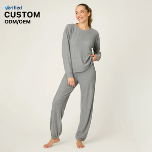 Pigiami da <span class=keywords><strong>Donna</strong></span> Personalizzati in <span class=keywords><strong>Cotone</strong></span> Organico e Bambù, Set Lussuoso in Raso con Elastico in Vita, Maniche Lunghe, Comodo e Traspirante - Product Image 1