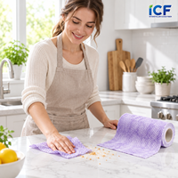 Gulungan Handuk Nonwoven Spunlace Kapasitas Minyak Tinggi, Dapat Digunakan Kembali, Lembut, Daya Serap Tinggi, Kain Pembersih untuk Meja Dapur