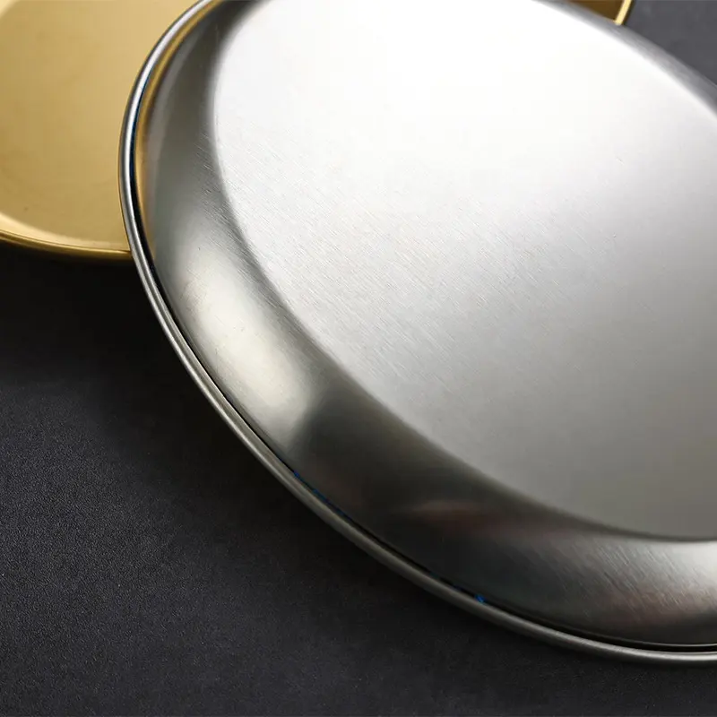 Hotel Restaurant Kitchen Retro Dinning Stainless Steel Oval Dish Oval Tray BBQ Dish Fish Steaming Tray Matte Shallow Platter