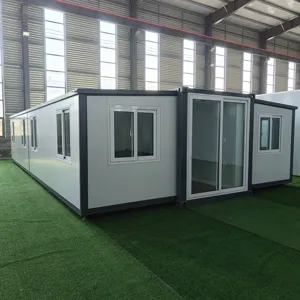 Double wing foldable container kit house with kitchen and bathroom, easy to install and reusable