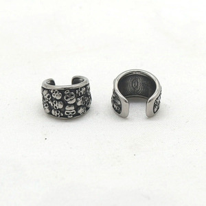 Pendientes de plata tibetana con forma de calavera yunnique para hombres y mujeres, estilo Punk, no requiere perforación, diseño geométrico, joyería de moda - Product Image 5