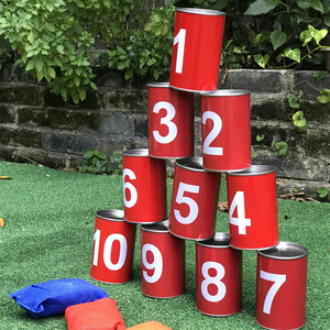 Jeu de lancer de boîtes de conserve en plein air, jeu de lancer de boîtes de conserve dans la cour avec 3 sacs de haricots, jouet amusant pour l'extérieur - Product Image 3