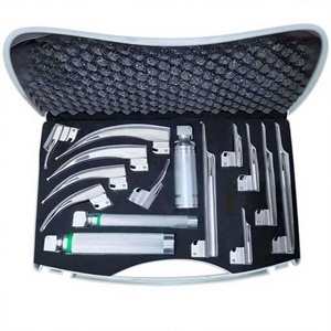 Juego de 12 Laringoscopios de Fibra Óptica con Hojas Mac Miller y 3 Mangos, Instrumentos de Intubación de Acero Inoxidable de Grado Quirúrgico, CE - Product Image 1