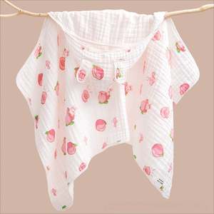 Children's <b>Muslin</b> Coral Soft Baby Shower Bath Towel Thickened <b>Blanket</b> With Hood for Kids - Product Image 4