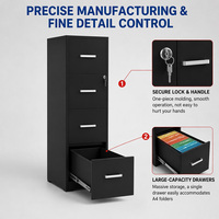 Archivador Vertical Moderno de Acero Laminado en Frío con Recubrimiento en Polvo, 4 Cajones con Cerradura, Mueble de Almacenamiento de Oficina de Acero
