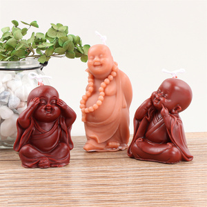 Moule à bougie 3D amusant en forme de petit moine, style chinois, ne voir, ne entendre, ne <span class=keywords><strong>parler</strong></span> que du bien, statue de Bouddha en résine, décoration d'intérieur - Product Image 2
