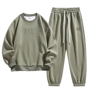 Felpe in cotone 100% con Logo goffrato personalizzato set di felpe Unisex in due pezzi oversize