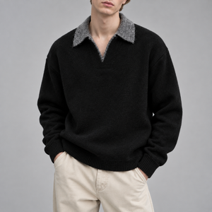 Suéter Jacquard Personalizado con <span class=keywords><strong>Cuello</strong></span> <span class=keywords><strong>Polo</strong></span> para Hombre, Manga Larga, Informal, Tejido de Punto, Anti-Pilling, 7gg, para Invierno - Product Image 1