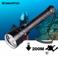 Lampe de poche LED haute puissance 2000 lumens, étanche, lampe de plongée sous-marine, lampes de poche et torches