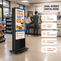 Kiosque à double écran 4K sur pied 32-65 pouces 178 °   Fenêtres grand angle I3 I5 I7 PCAP Touch, verre trempé de 4 mm, fonctionnement 24h/24 et 7j/7