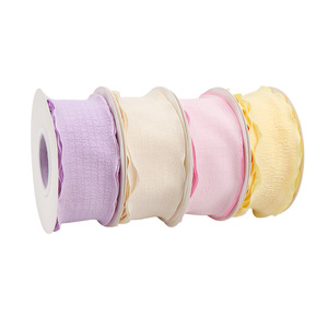 Nine-Colored Ribbon 4Cm Pleated Tulle Fishtail Texture Ruffled Floral Bouquet Ribbon Diy Craft Decor - Product Image 5