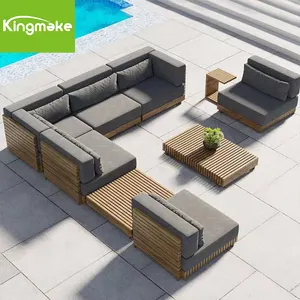 High End Garden Lounge Luxo Outdoor Mobiliário Seccional Pátio Sólido Mobiliário Sofá De Teca De Madeira Set Conjuntos De Conversa Ao Ar Livre