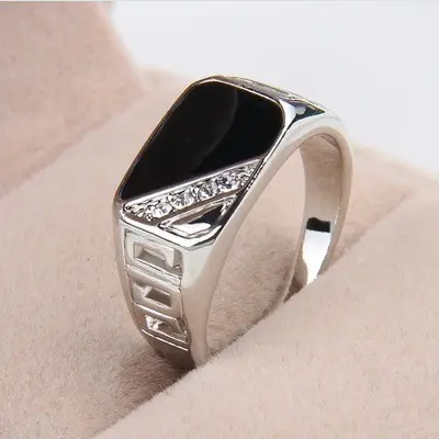Dripping Oil Man Male Jewelry Fashion Square Alloy Ring for men
