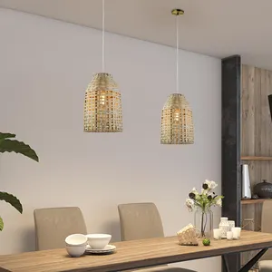 Rustic refined rattan bell shaped teahouse home decor bamboo pendant lamp rattan light