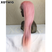 Rambut manusia Brasil Virgin 100% grosir stok tersedia 10 "-30" rambut manusia pra-pencabutan Wig depan renda merah muda warna terpisah