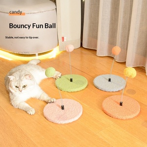 Juguete Redondo Pequeño para <span class=keywords><strong>Gatos</strong></span> con Bola de Resorte, Poste Rascador Duradero para <span class=keywords><strong>Gatos</strong></span> de Interior, Venta Directa de Fábrica - Product Image 1