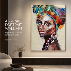 Arte Mural Africano, Impresión de Retrato de Mujer con Pañuelo en la Cabeza, Imagen Abstracta de Rostro <span class=keywords><strong>para</strong></span> Interiores Modernos de Boutique, Salón, Hotel - Product Image 1