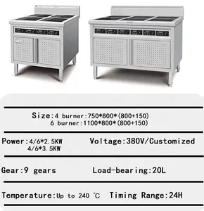 6*2.5/3.5kw Restaurant Counter Fit Commercial Induction Stove Kitchen Electric Cooking Ranges