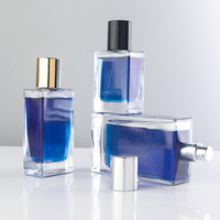 Flacon de parfum carré en verre transparent élégant de 30 ml, 50 ml, 100 ml avec vaporisateur à pompe et bouchon, atomiseur de parfum