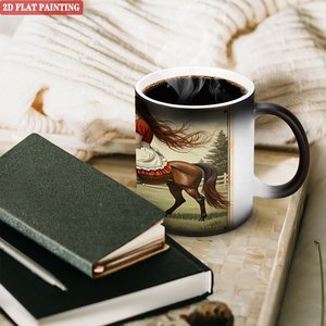 Mug quotidien 11oz en céramique noire givrée, tasse magique changeante de couleur sensible à la chaleur - Product Image 3
