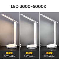 Lampe de bureau LED flexible pour les yeux avec capteur tactile intelligent-Construction en plastique réglable à lumière chaude et froide pour la lecture de nuit