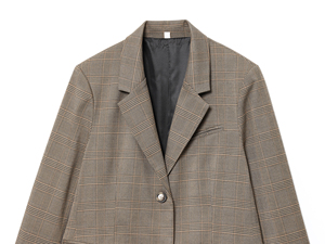 Gekerbter Kragen, einreihig, khakifarben, langärmlig, lässige Mode für Damen - Product Image 3