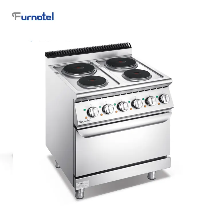 Furnotel 700 Series 4 Sealed Burner Nhà Hàng Điện Với Lò Nướng Tiêu Chuẩn 3 Pha Điện Nóng Tấm, 14 KW