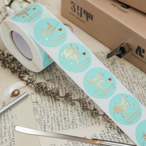 Custom Design in Stock Holographic Round <b>Label</b> 500pcs 2.5CM 1 Inch Thank You Stickers Roll for Supporting Small Business - Product Image 4