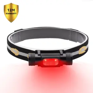 Lampe frontale à LED rouge avec câble USB, 8 Modes d'éclairage, idéal pour la course à pied ou le Camping, 120 degrés