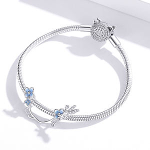 <span class=keywords><strong>100</strong></span>% 925 argent Sterling perle fleur fée pendentif à breloque avec Zircon Fit Original Bracelet collier pour femmes bijoux à bricoler soi-même BSC391 - Product Image 3