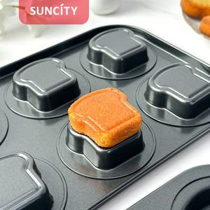 Suncity 6-Cavity Toast Cake Mold Black Nonstick Baking Pan For Oven Use - Product Image 2