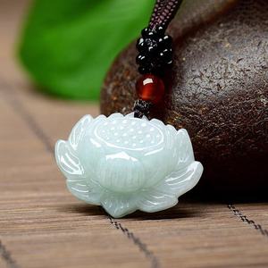 หยกธรรมชาติพม่า จี้หยกดอกบัว เครื่องประดับผู้หญิง สไตล์จีน ของขวัญ พร้อมใบรับรอง HJ12 - Product Image 2