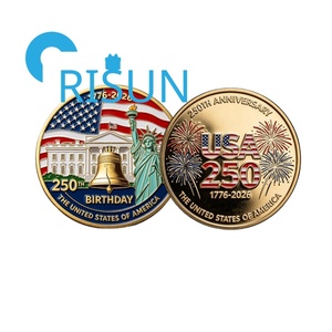 Moneda Conmemorativa Patriótica Personalizada, Recuerdo del 250 Aniversario, Moneda de Desafío Chapada en Oro, Monedas Esmaltadas del 250 Aniversario de los Estados Unidos - Product Image 2