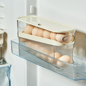 Distributeur d'œufs automatique à 2 niveaux, boîte <span class=keywords><strong>de</strong></span> <span class=keywords><strong>rangement</strong></span> en plastique pour œufs, gain <span class=keywords><strong>de</strong></span> place, pour réfrigérateur à porte latérale, conteneur à œufs - Product Image 2