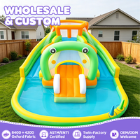 Vente en gros Toboggan aquatique gonflable personnalisé 9-en-1, Château gonflable avec 3 toboggans, Château de saut pour enfants, Parc aquatique pour fêtes de jardin, Souffleur