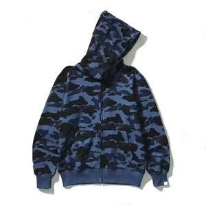 Sudadera con Capucha y Cremallera Completa de Alta Calidad 2026 Bapees Camuflaje Tiburón, de Algodón, para Hombre, Mujer, Unisex, Estilo Urbano - Product Image 3