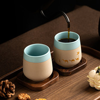 Tasse à expresso en céramique mate bicolore sans anse, base en argile, vente en gros, OEM, ODM, personnalisable, petite tasse à café pour la maison et les cafés